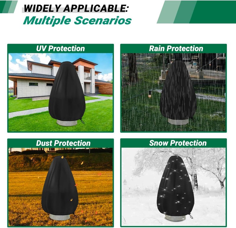 CATOTEL Fountain Cover,Snowproof Outdoor Garden Bird Bath Cover with Drawstring 420D Oxford Protective Waterproof Winter Fountain Covers 36 x 42Inch - Image 5